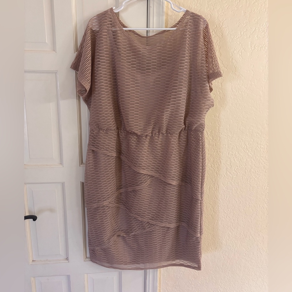Taupe Brown Tiered Mini Dress - 14W